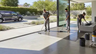 Professional concrete staining on a Bradenton FL patio by local house painters