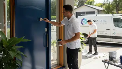 Professional door painting and refinishing in Bradenton, FL home exterior for lasting curb appeal