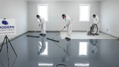 Epoxy floor coating in Bradenton FL garage by professional painters for durable concrete protection