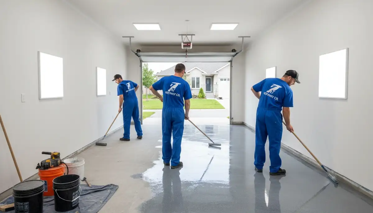 Professional epoxy garage floor coating in Bradenton FL with durable, glossy finish for home protection