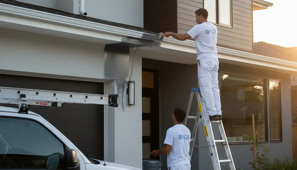 Professional gutter painting on coastal home in Bradenton FL for lasting weather protection