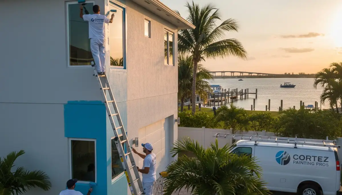 Professional house painter in Bradenton FL applying fresh exterior paint to a residential home
