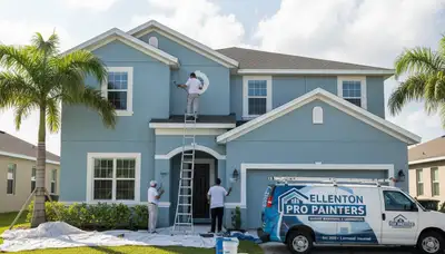 Professional house painters working on exterior home in Bradenton, FL