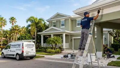 Professional house painters finishing exterior home painting in Bradenton FL
