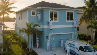 Bradenton, FL house painter applying fresh exterior paint on a residential home