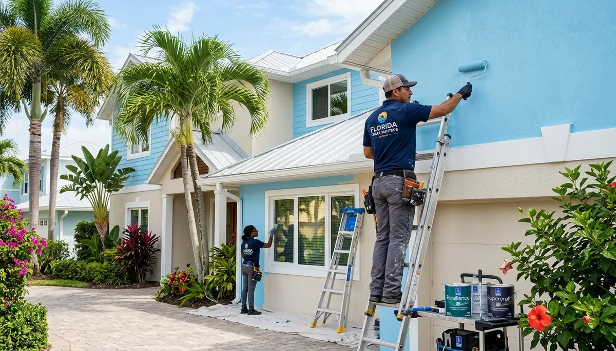 Professional house painters working on exterior home painting in Bradenton, FL
