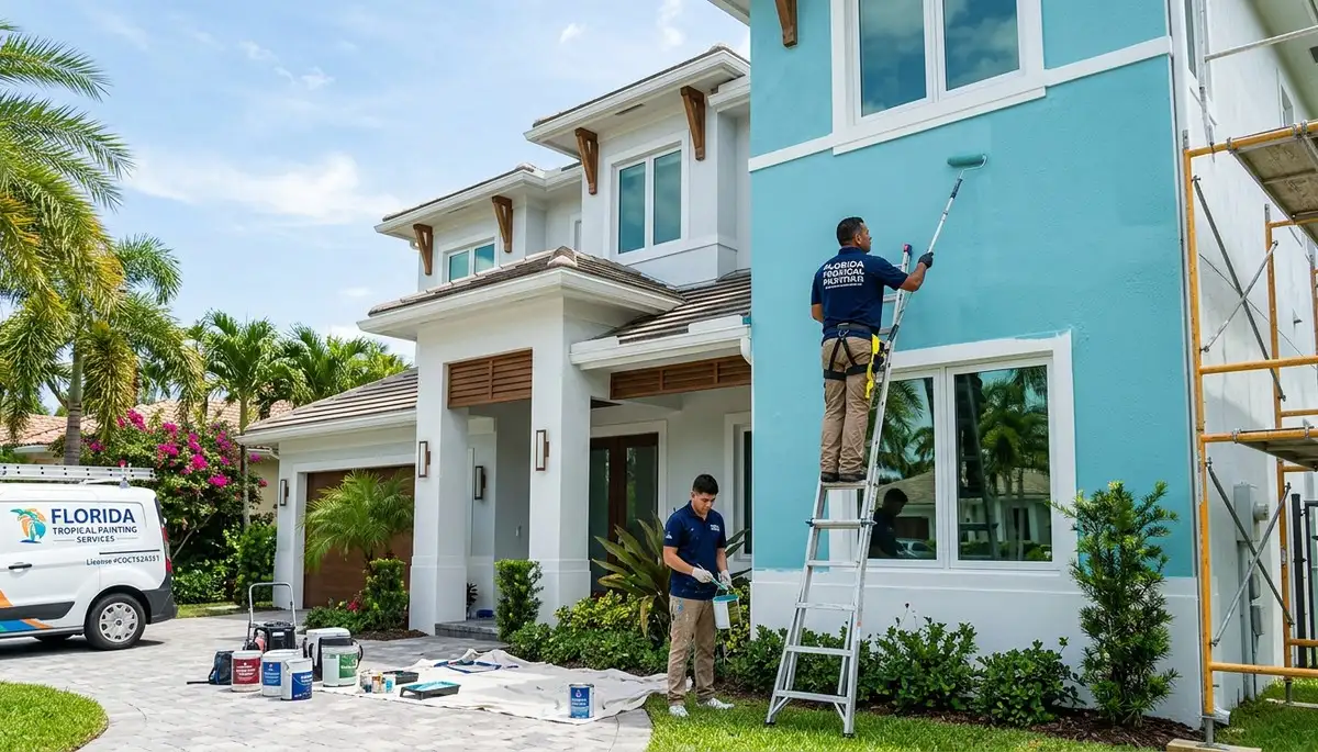 Professional house painter completing exterior home painting in Bradenton, FL