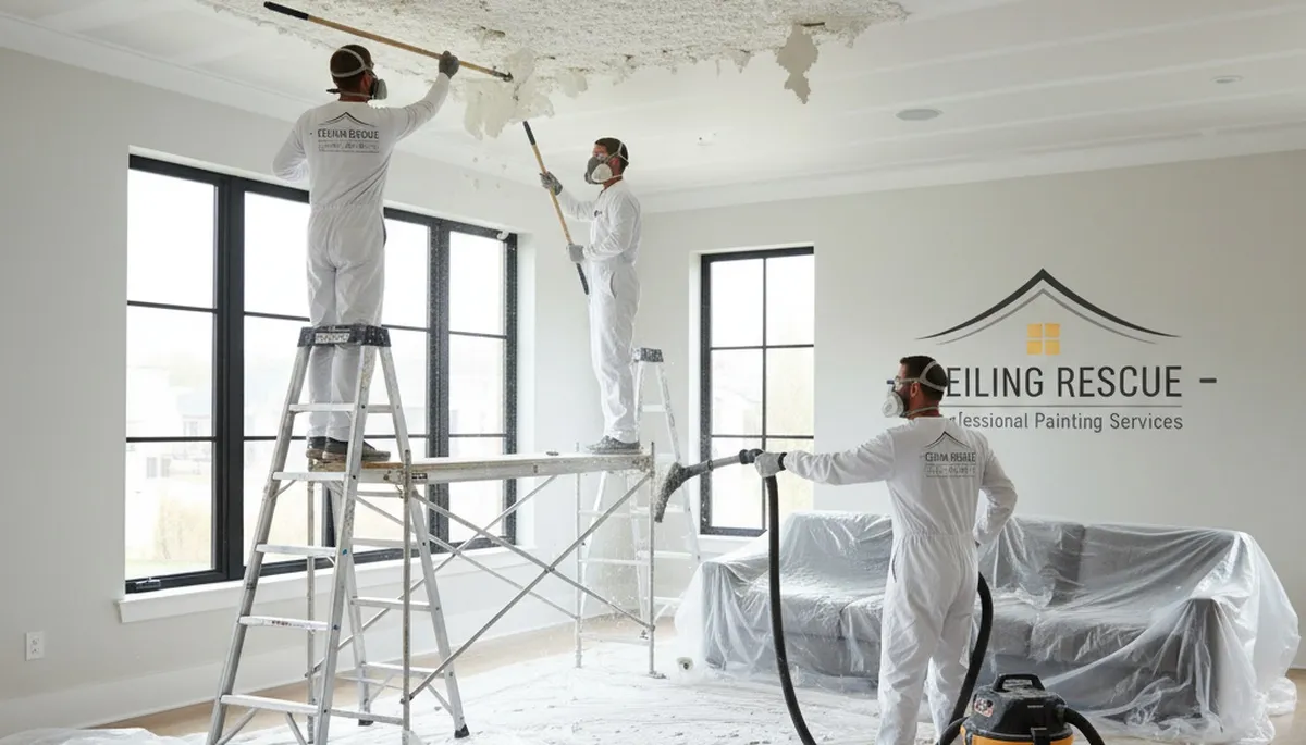 Professional popcorn ceiling removal service in Bradenton FL creating smooth modern ceiling finishes