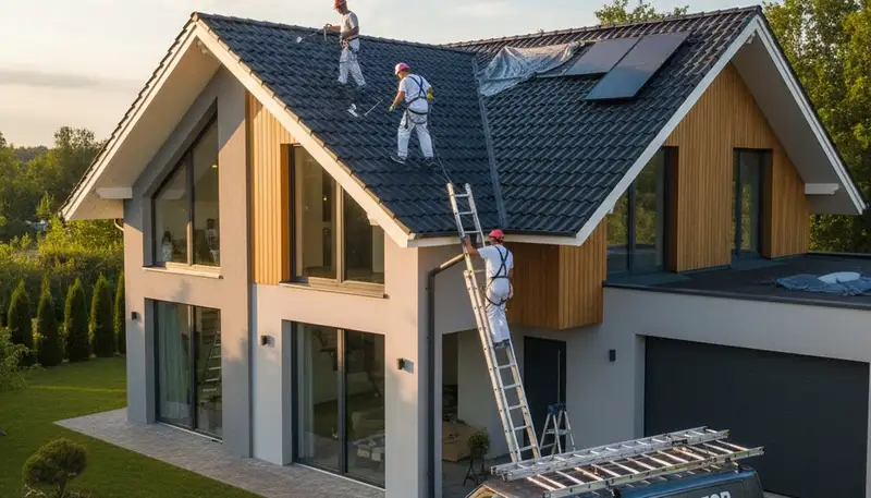 Professional roof painting and coating on a coastal home in Bradenton, FL