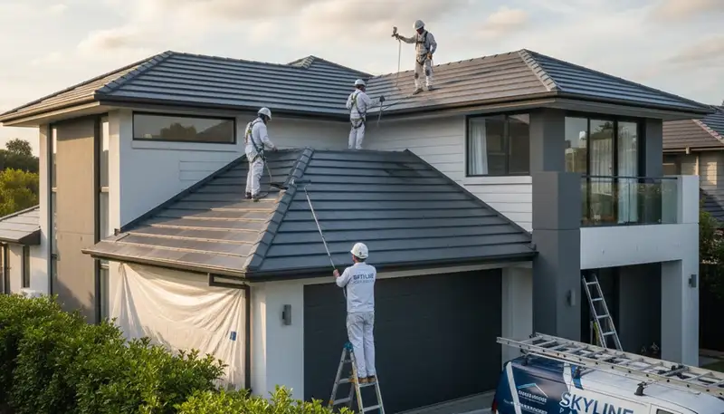 Professional roof painting in Bradenton FL with weatherproof coating by local house painters