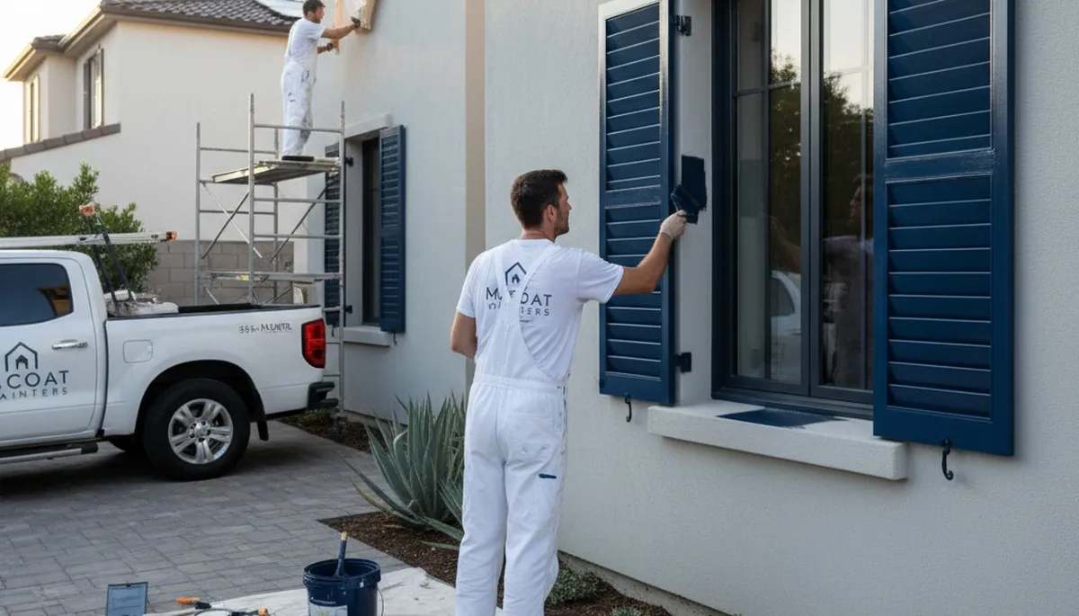 Professional shutter painting on a coastal home in Bradenton, FL by expert house painters