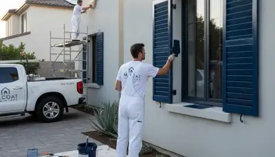 Professional shutter painting on a coastal home in Bradenton, FL by expert house painters