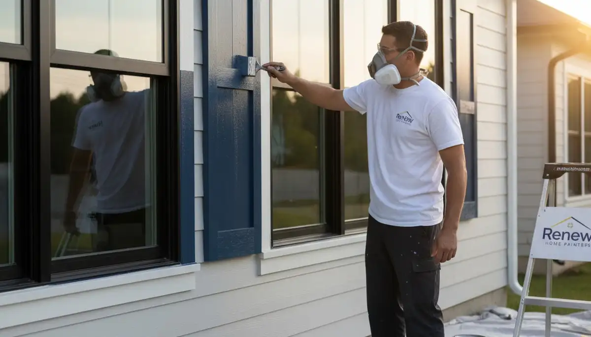 Professional painter refinishing exterior shutters in Bradenton FL for durable coastal home protection